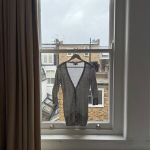 Light grey cotton button down long Guess cardigan